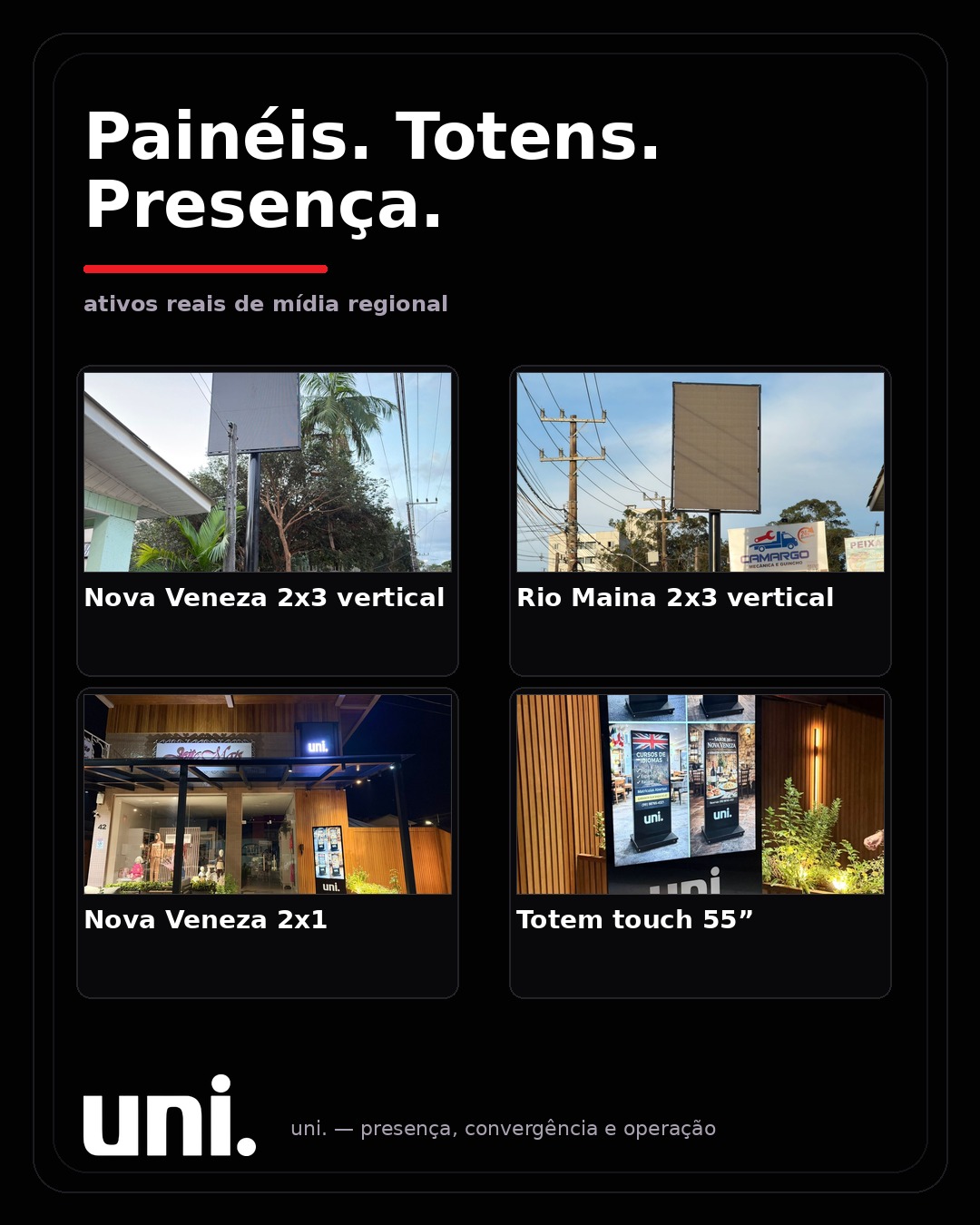 Ativos reais de mídia regional da uni.